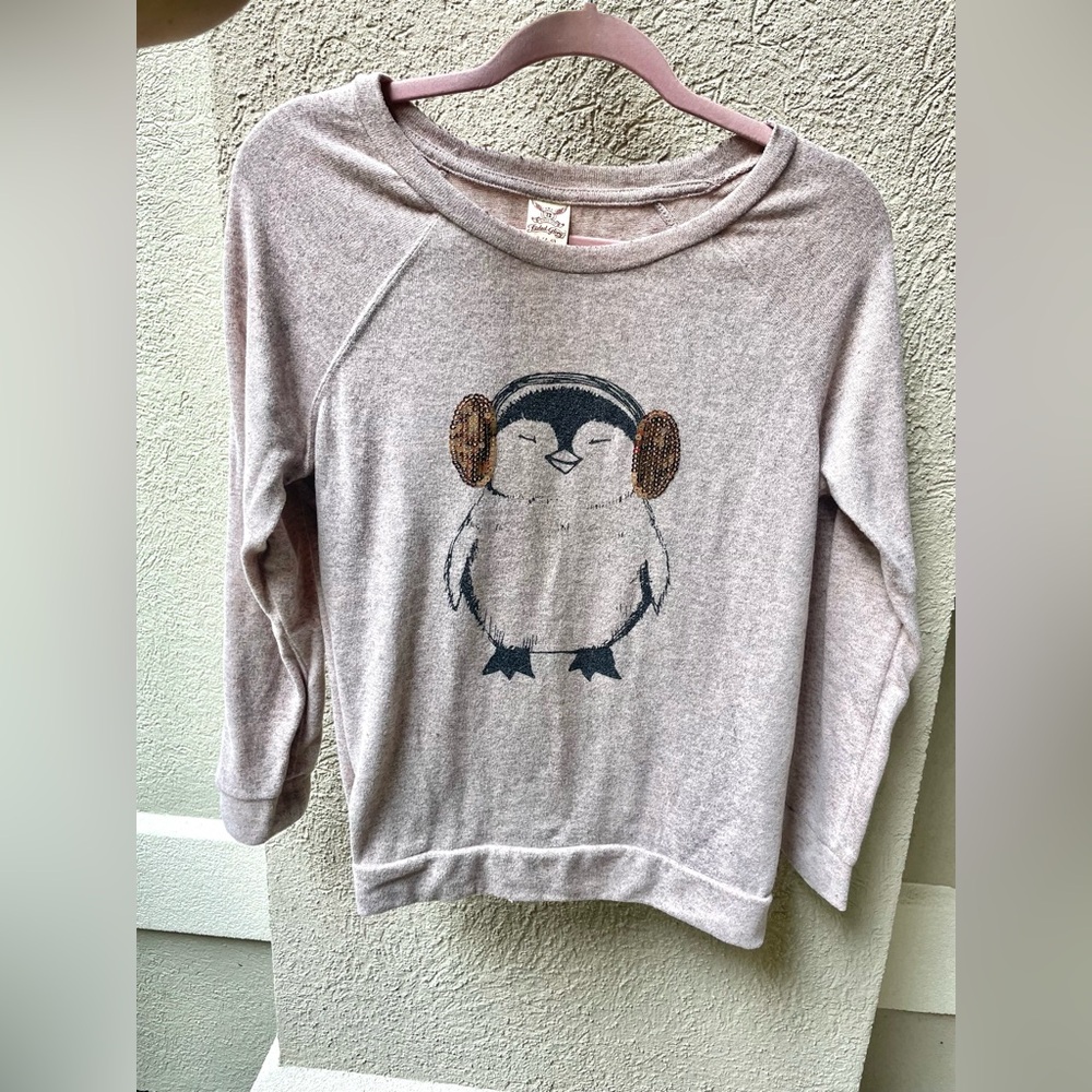 Y2K sequin earmuff Penguin Graphic Crewneck Sweater